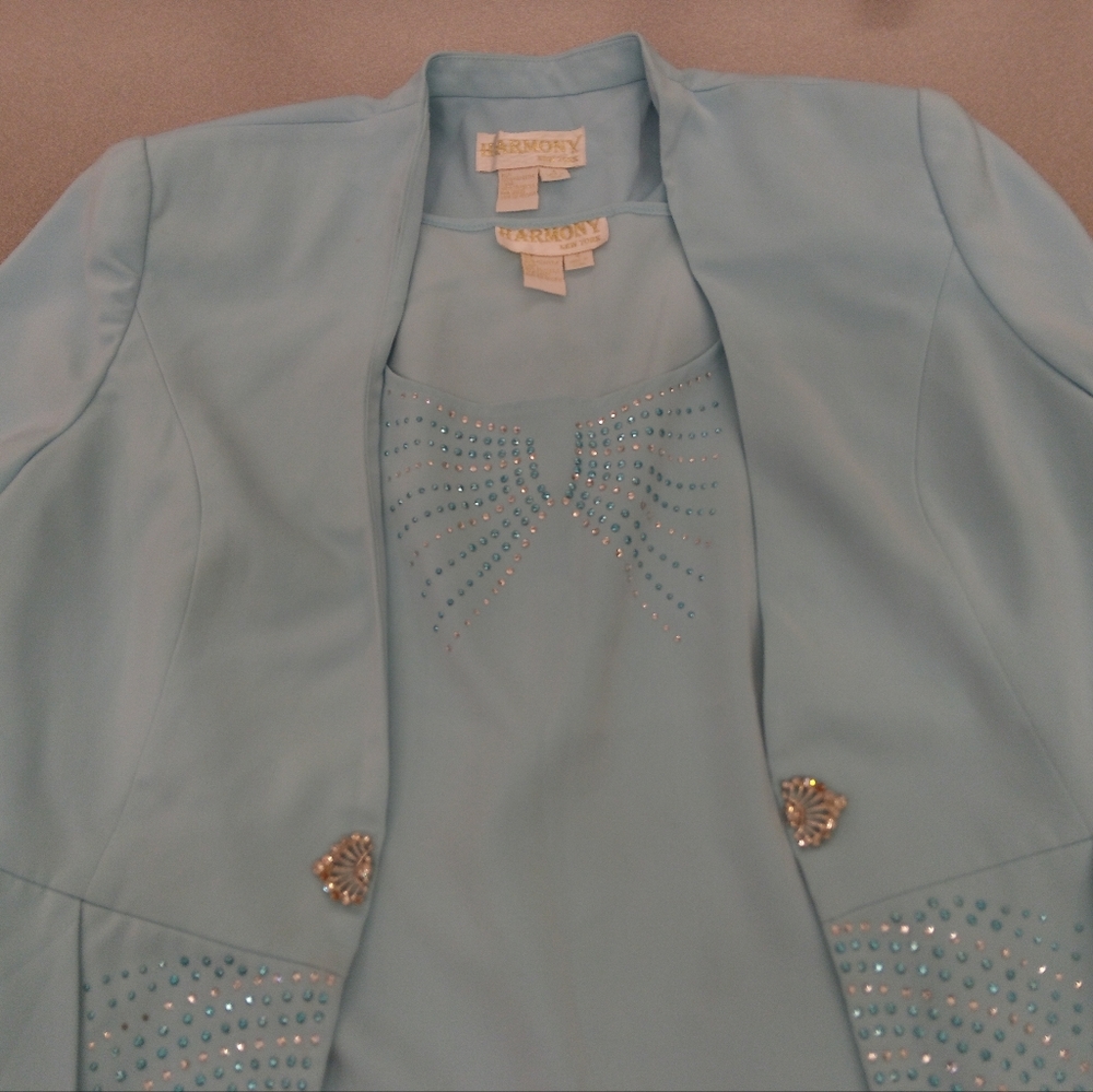 Vintage Harmony New York Powder Blue Top and Blazer, sz 16